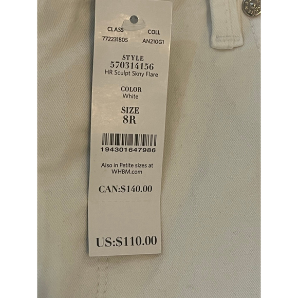 NWT White House Black Market White High-Rise Skinny Flare Jeans Size 8 - Picture 8 of 12